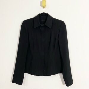 Elie Tahari Wool Blend Black Snap Button Front Shacket